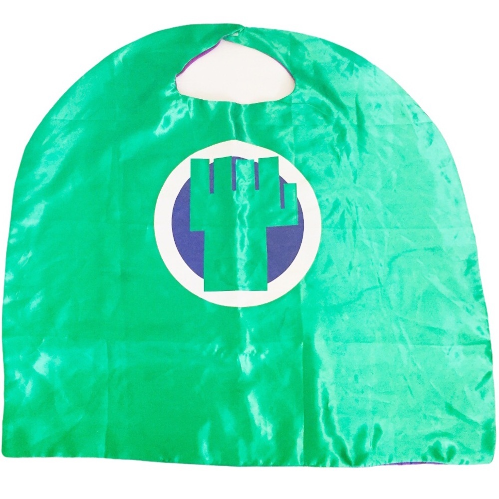 HULK Style Reversible Superhero Cape Green Purple One Size